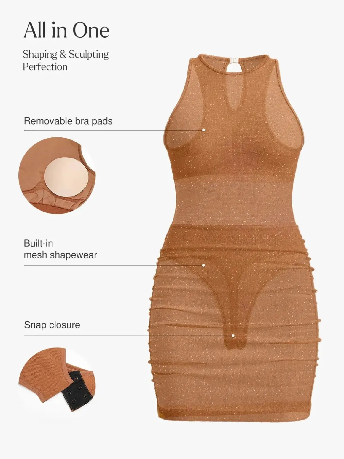 Shapewear Metallic Sculpting Dress