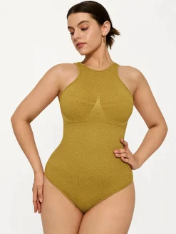 Shapewear Metallic Seamless Tummy-Control Bodysuit