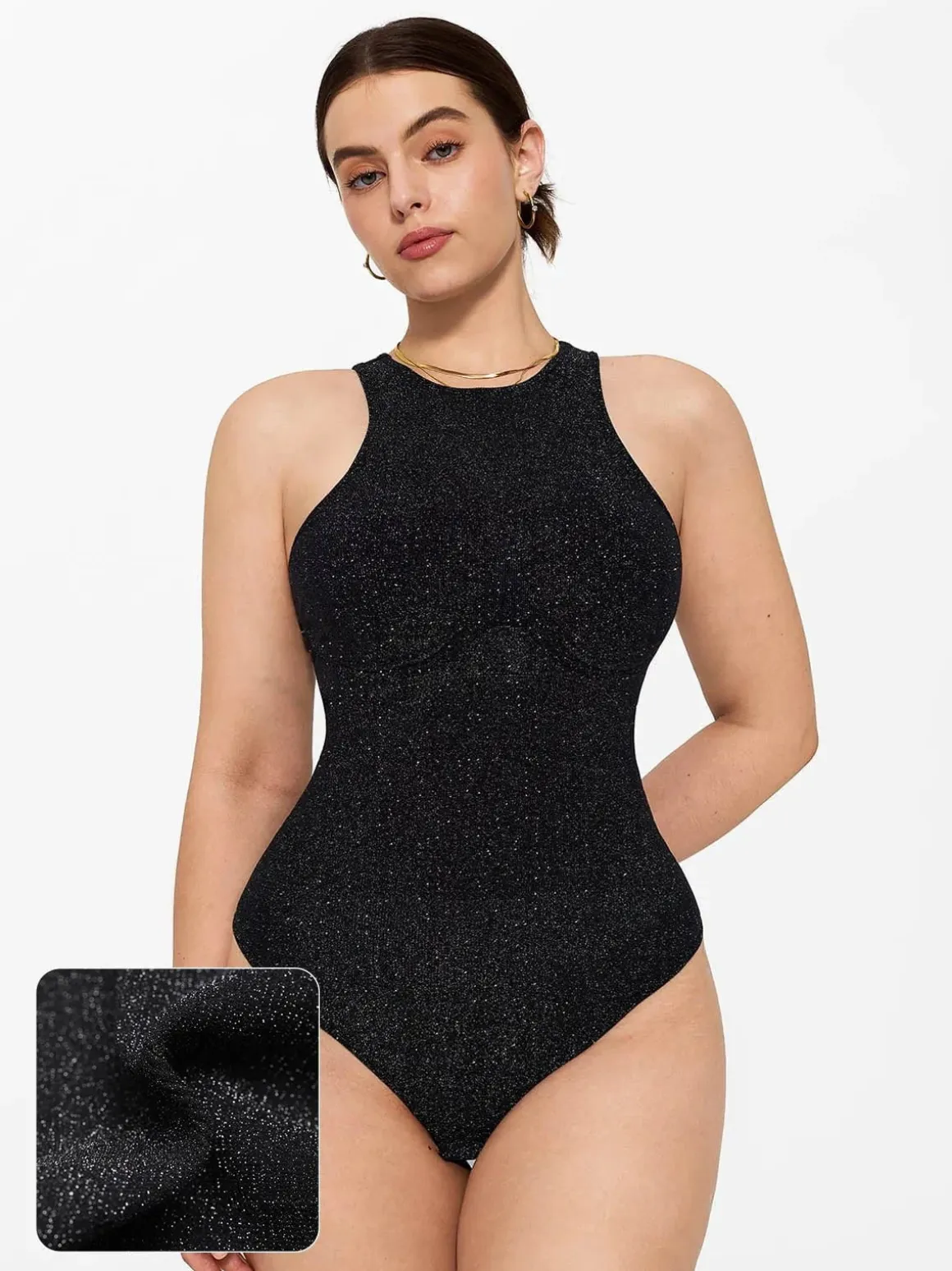 Shapewear Metallic Seamless Tummy-Control Bodysuit