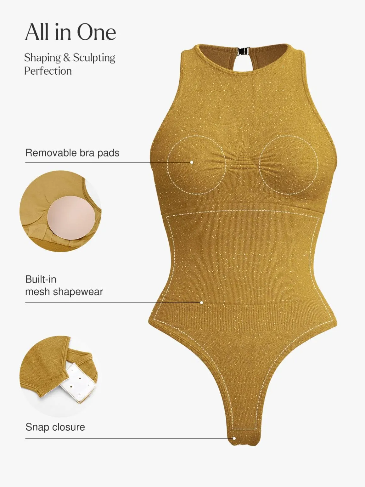 Shapewear Metallic Seamless Tummy-Control Bodysuit