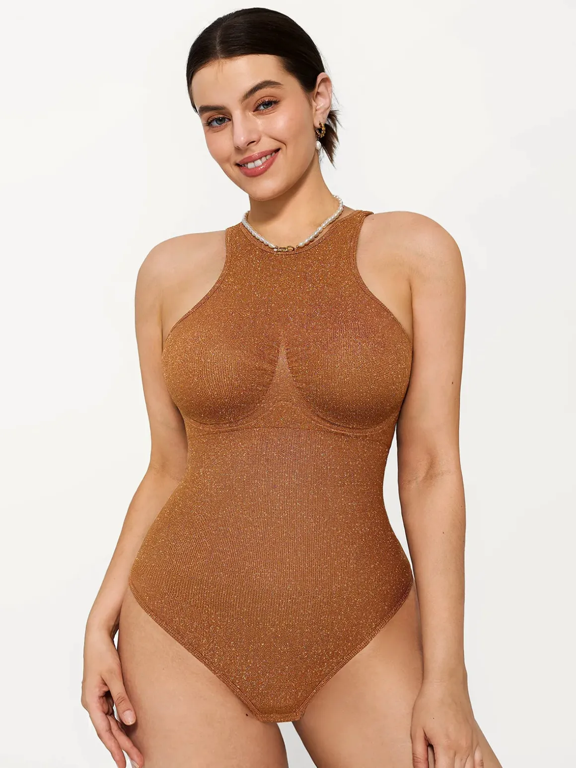 Shapewear Metallic Seamless Tummy-Control Bodysuit
