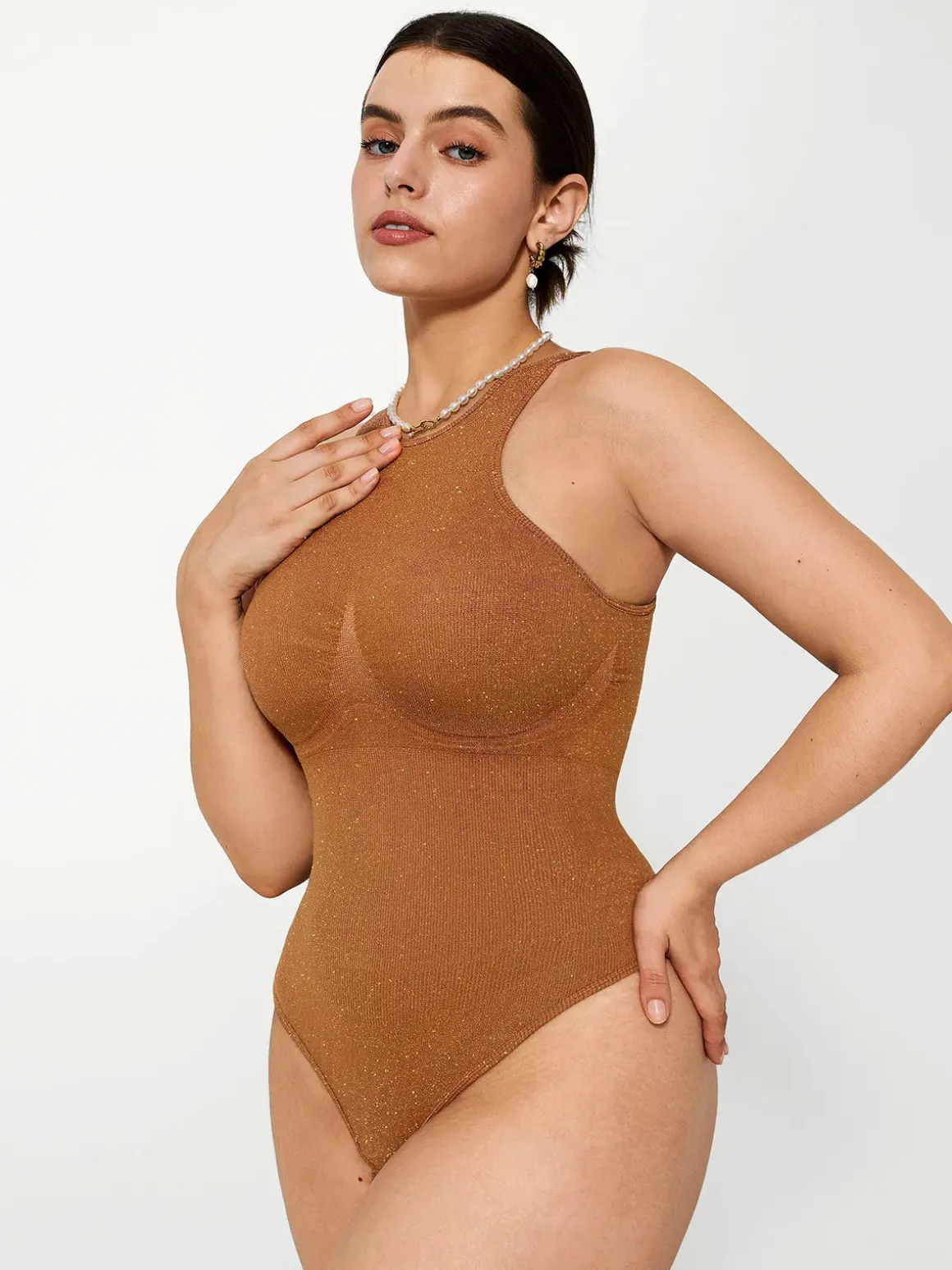 Shapewear Metallic Seamless Tummy-Control Bodysuit