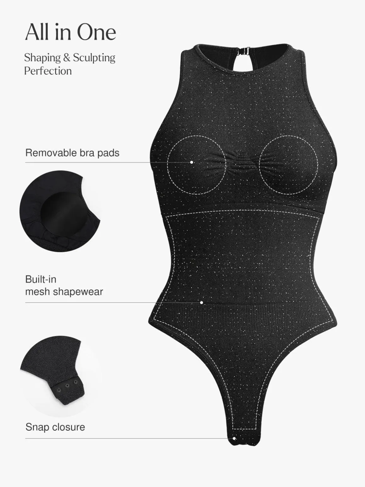 Shapewear Metallic Seamless Tummy-Control Bodysuit