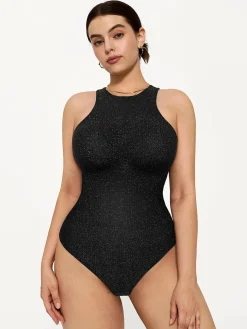 Shapewear Metallic Seamless Tummy-Control Bodysuit