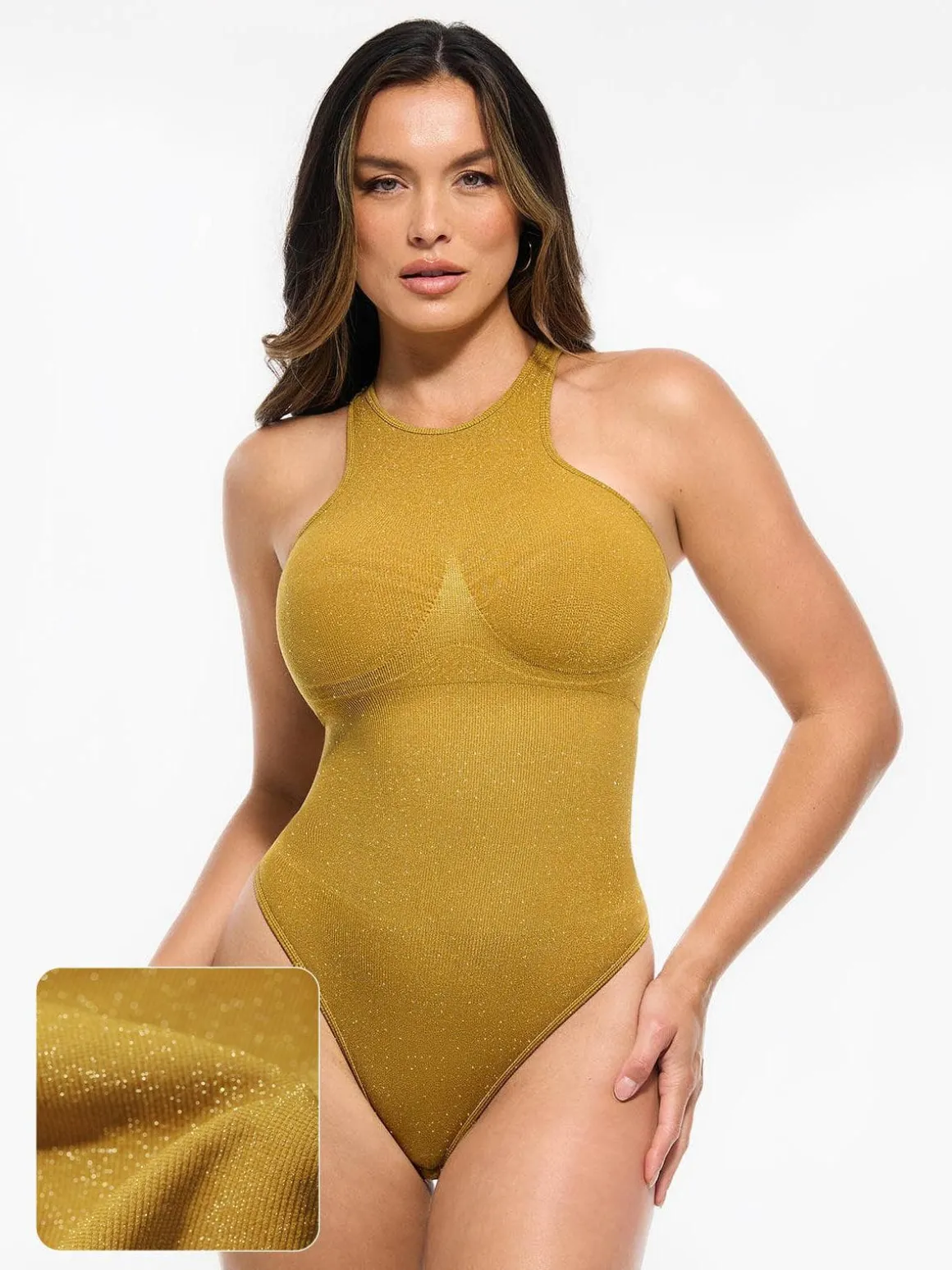 Shapewear Metallic Seamless Tummy-Control Bodysuit