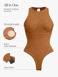 Shapewear Metallic Seamless Tummy-Control Bodysuit