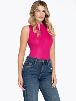 Shapewear Mock Neck Leather Sculpting Bodysuit Skirt Set