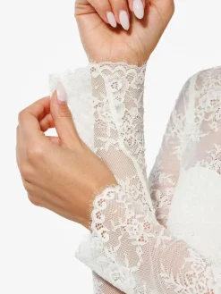 Shapewear Mock Neck Long Sleeve Floral Lace Bodysuit