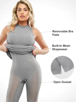 Shapewear Modal Cutaway Mock Neck Slimming Maxi Dress