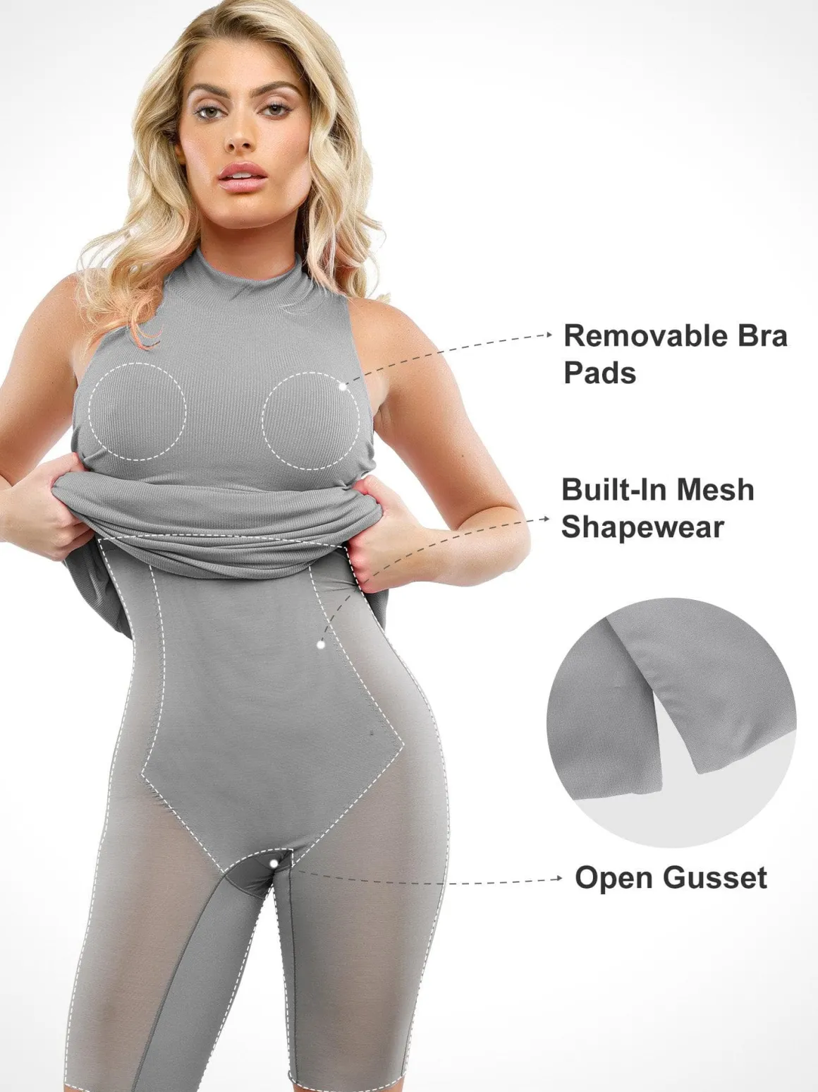 Shapewear Modal Cutaway Mock Neck Slimming Maxi Dress