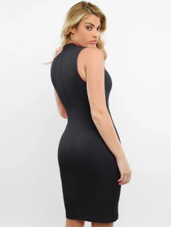 Shapewear Modal Cutaway Mock Neck Slimming Maxi Dress