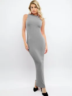 Shapewear Modal Cutaway Mock Neck Slimming Maxi Dress