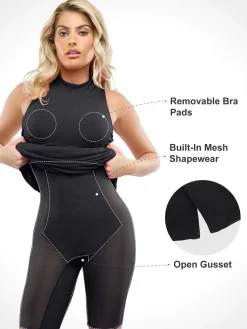 Shapewear Modal Cutaway Mock Neck Slimming Maxi Dress