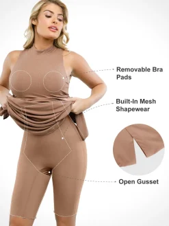 Shapewear Modal Cutaway Mock Neck Slimming Maxi Dress