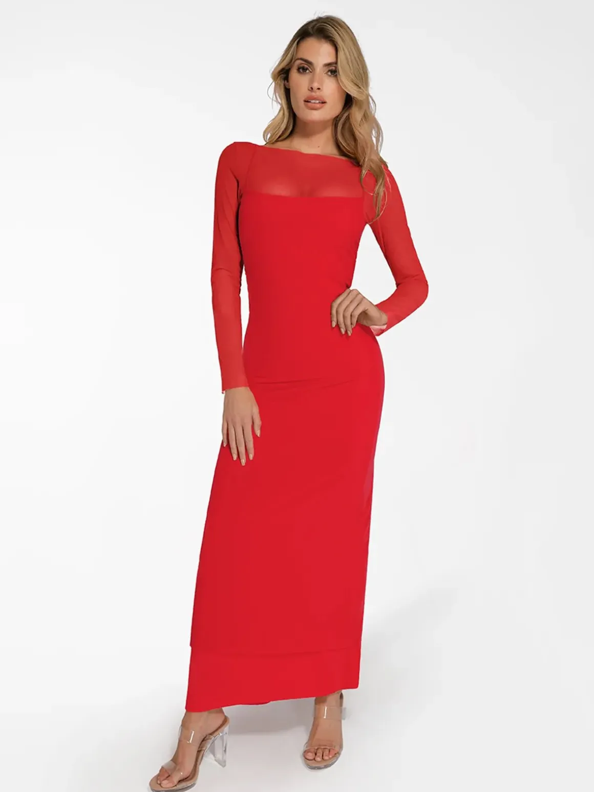 Shapewear Modal Dress Sheer Mesh Cover-Up Set