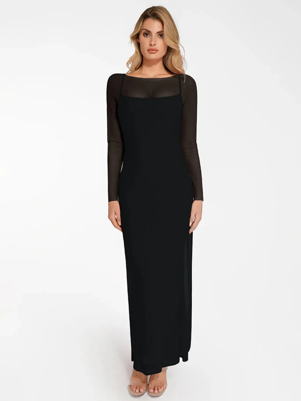 Shapewear Modal Dress Sheer Mesh Cover-Up Set