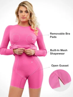 Shapewear Modal Long Sleeve Crew Neck Slimming Midi Dress