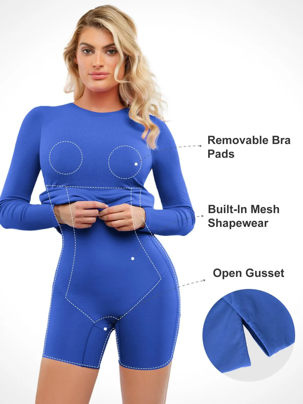 Shapewear Modal Long Sleeve Crew Neck Slimming Midi Dress