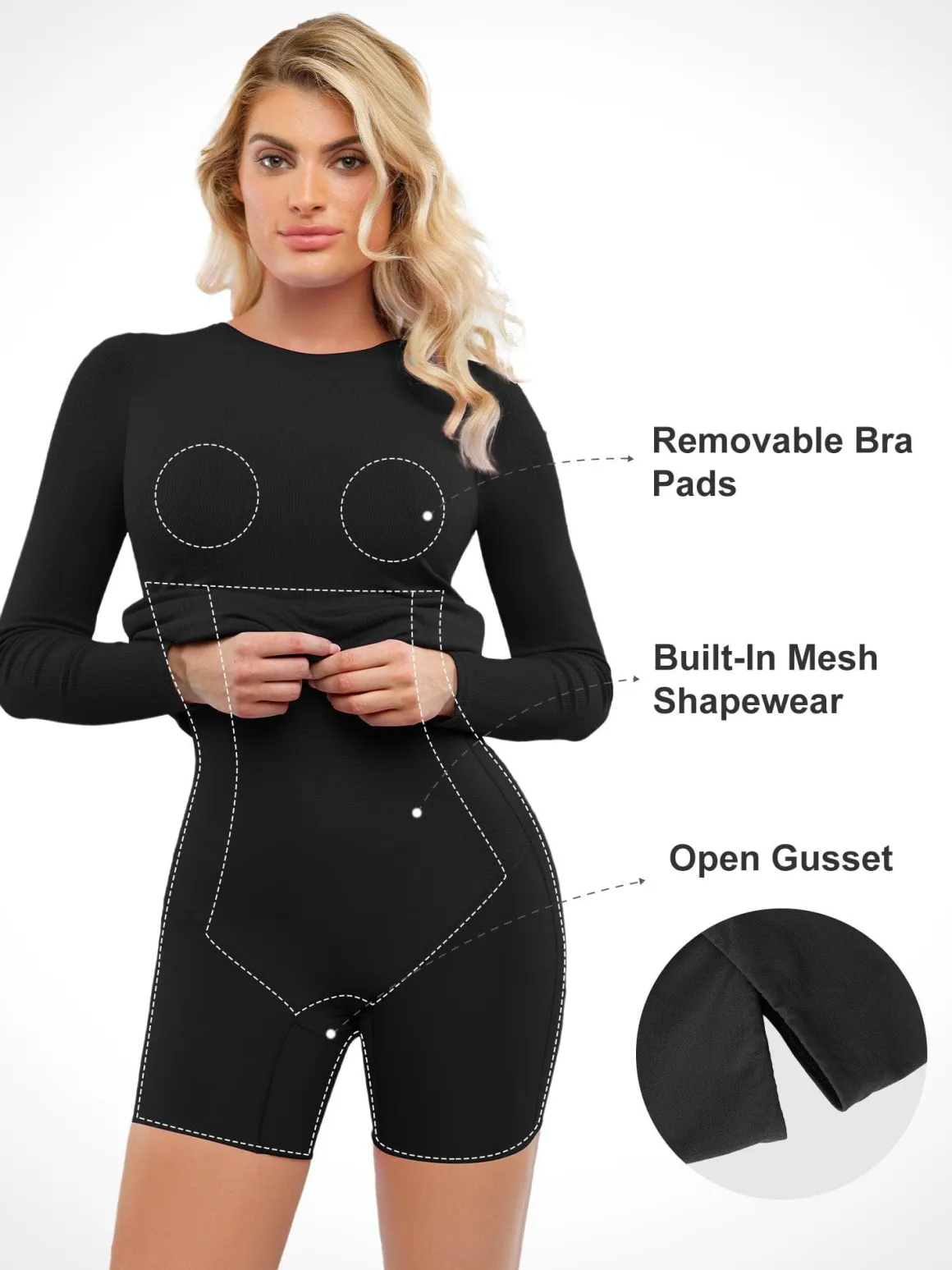 Shapewear Modal Long Sleeve Crew Neck Slimming Midi Dress