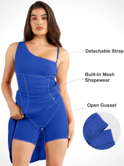 Shapewear Modal One Shoulder Front Slit Slimming Maxi Dress