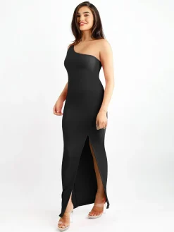 Shapewear Modal One Shoulder Front Slit Slimming Maxi Dress