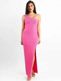 Shapewear Modal One Shoulder Front Slit Slimming Maxi Dress