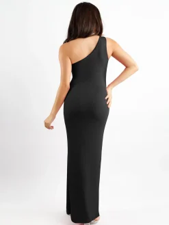 Shapewear Modal One Shoulder Front Slit Slimming Maxi Dress