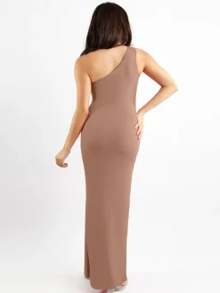 Shapewear Modal One Shoulder Front Slit Slimming Maxi Dress