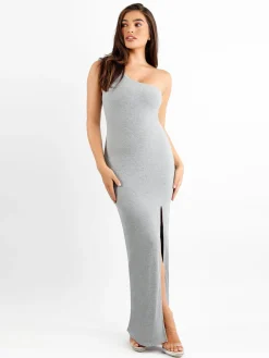 Shapewear Modal One Shoulder Front Slit Slimming Maxi Dress
