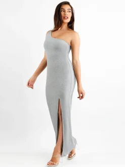 Shapewear Modal One Shoulder Front Slit Slimming Maxi Dress