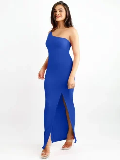 Shapewear Modal One Shoulder Front Slit Slimming Maxi Dress