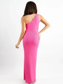 Shapewear Modal One Shoulder Front Slit Slimming Maxi Dress