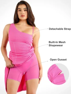 Shapewear Modal One Shoulder Front Slit Slimming Maxi Dress