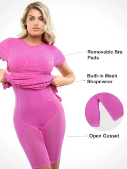 Shapewear Modal Short Sleeve Mock Neck Slimming Maxi Dress