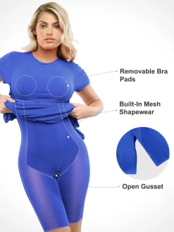 Shapewear Modal Short Sleeve Mock Neck Slimming Maxi Dress