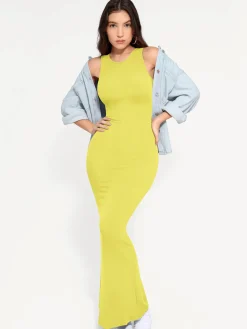 Shapewear Modal Sleeveless Crew Neck Slimming Maxi Dress