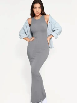 Shapewear Modal Sleeveless Crew Neck Slimming Maxi Dress