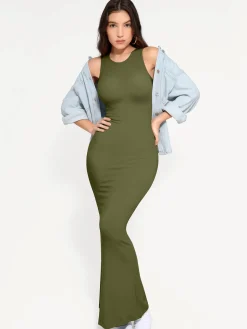 Shapewear Modal Sleeveless Crew Neck Slimming Maxi Dress