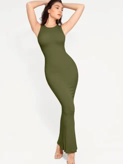 Shapewear Modal Sleeveless Crew Neck Slimming Maxi Dress