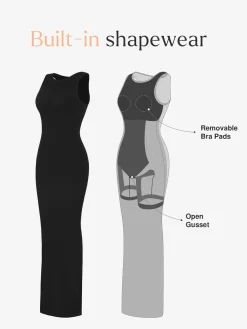 Shapewear Modal Sleeveless Crew Neck Slimming Maxi Dress