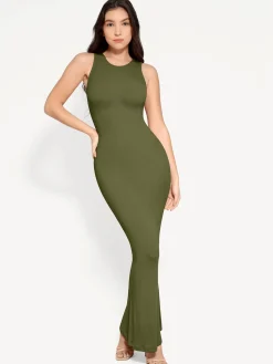 Shapewear Modal Sleeveless Crew Neck Slimming Maxi Dress