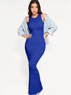 Shapewear Modal Sleeveless Crew Neck Slimming Maxi Dress