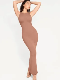 Shapewear Modal Sleeveless Crew Neck Slimming Maxi Dress