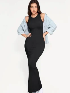 Shapewear Modal Sleeveless Crew Neck Slimming Maxi Dress