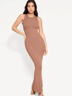 Shapewear Modal Sleeveless Crew Neck Slimming Maxi Dress