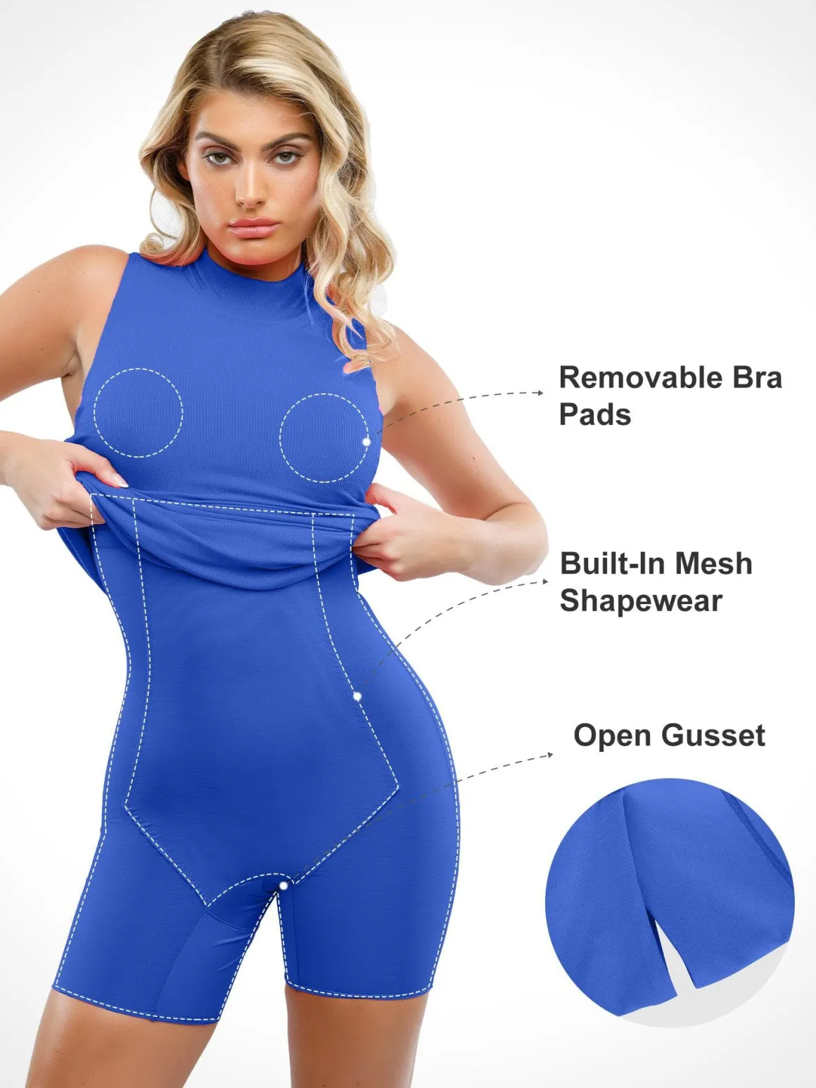 Shapewear Modal Sleeveless Mock Neck Slimming Midi Dress