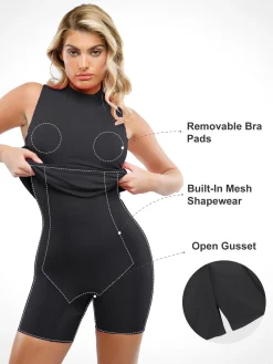 Shapewear Modal Sleeveless Mock Neck Slimming Midi Dress
