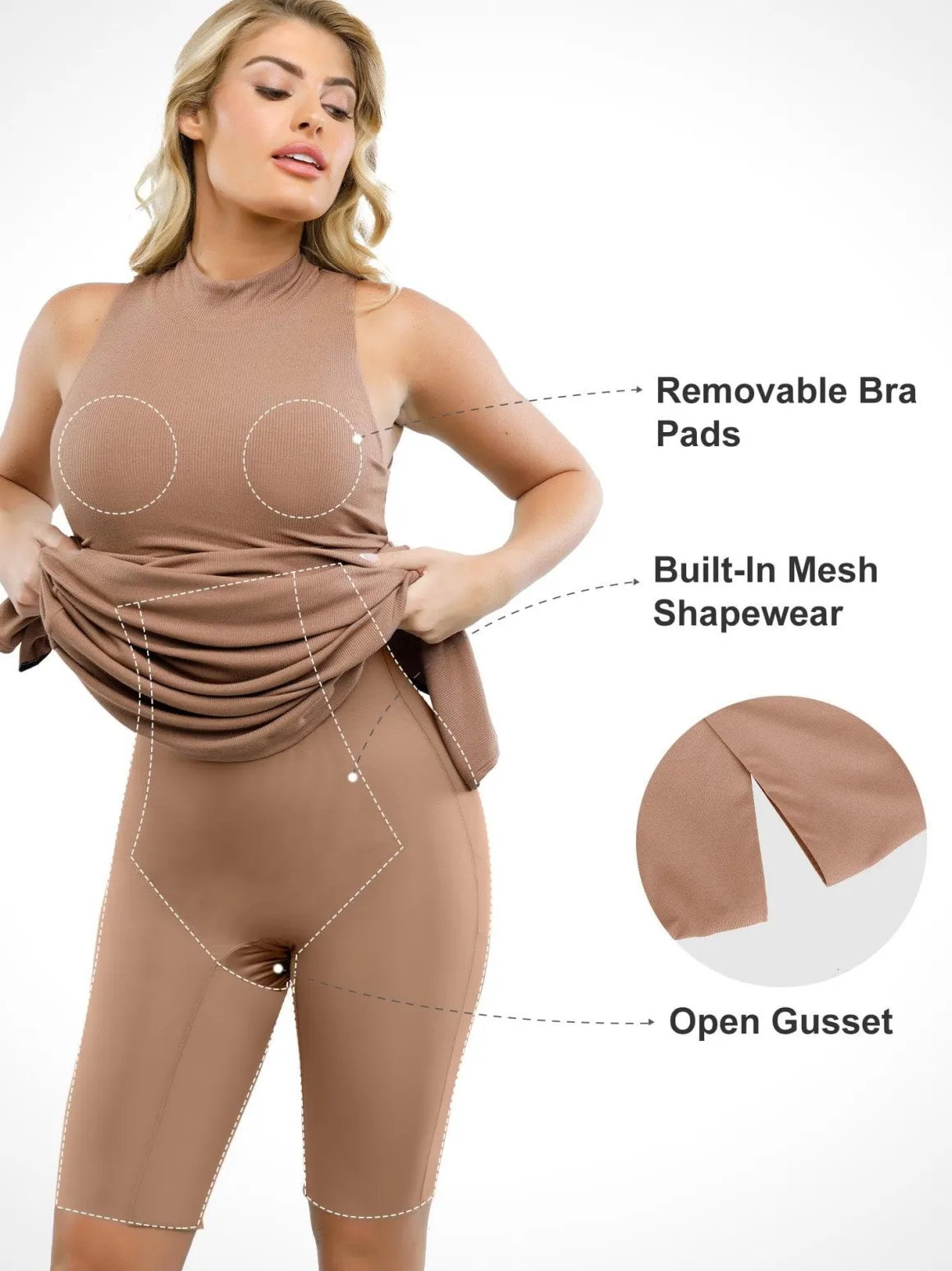 Shapewear Modal Sleeveless Mock Neck Slimming Maxi Dress