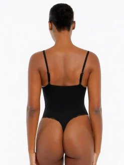 Shapewear Modal Strappy Lace Trim Sculpting Henley Bodysuit