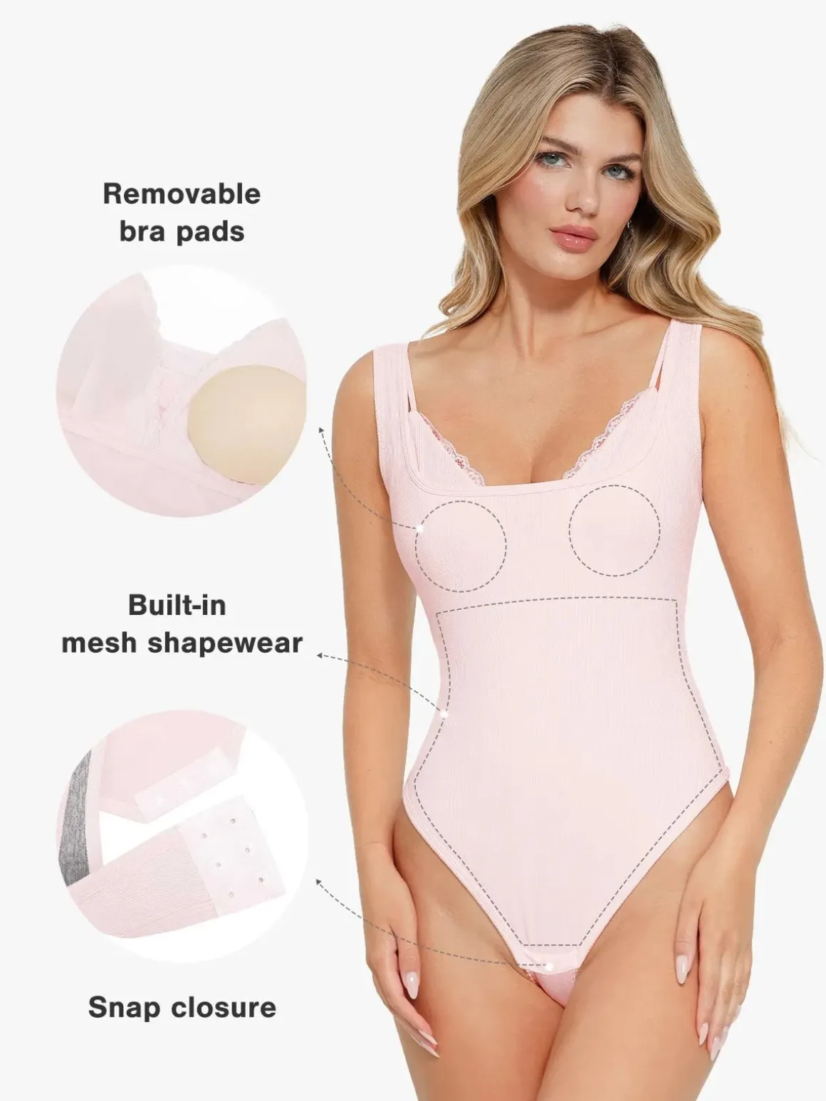 Shapewear Modal Tummy Control Inner Lace Cami Bodysuit